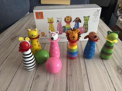 Orangenbaum Spielzeug Tier Kegeln Set mit Bällen in Box
