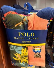 Polo Ralph Lauren SURF CLUB BEAR Mens 6-Pack Half Cushion Crew Socks size 10-13