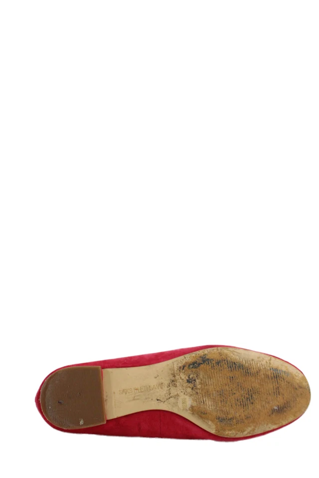 Zapatos planos Saks Fifth Avenue para mujer de gamuza con detalle festoneado rojos talla 5,5 Foto 4 de 4
