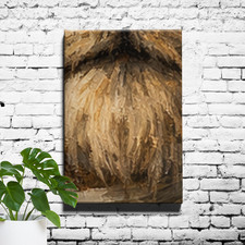 Aristocratic Portrait Canvas Art with Burgundy Fur Trim Hat and Gold Embroidery