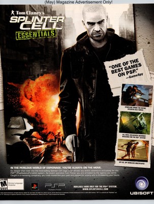 Tom Clancy's Splinter Cell Essentials PSP Ubisoft Promo 2006 Full Page Print Ad