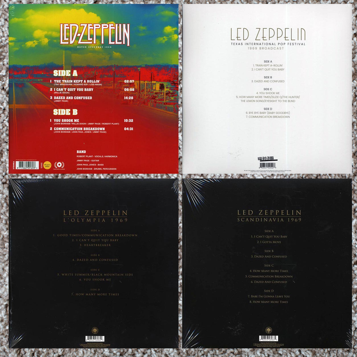 Led Zeppelin Vinyl Lot of 4 Limited Ed 1969 Live LPs Colored