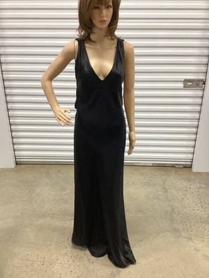ABS Allen Schwartz Black Gown Low Cut Open Back Size 8