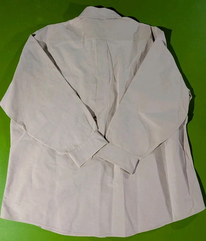 VTG Tommy Hilfiger Flag Crest Logo Beige Button-Up Dress Shirt Men's 17 32-33 - Изображение 2 из 4