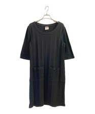 CHANEL Black Knit Dress 3/4 Sleeve Cotton Size 40 L Made in Italy SR1986