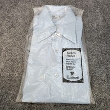 NOS NEW Vtg 70s Sears Best Short Sleeve Regular Comfort Blue Dress Shirt 16