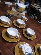 Ernestine Salerno Servizio The/Caffè Americano RARO 17pz Dipinto Ceramica D'arte