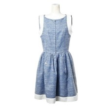 Chanel material contrast sleeveless dress Used CYHE-0