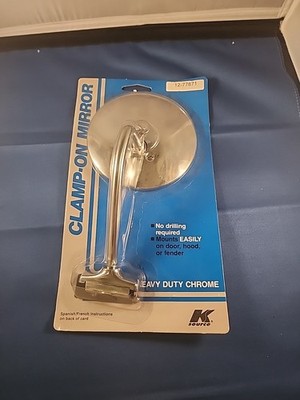 Vintage K source Clamp On Mirror NIB 12-77871  Chrome 1993 Rat Rod Hot Rod VTG 