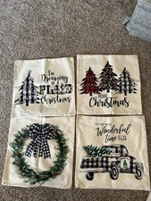 Set Of 4 Christmas Throw Pillow Covers Fits 18x18 Pillow