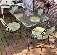 Vintage Chantilly Rose Wrought Iron Patio Set by Russell Woodard ~