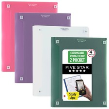 2-Pocket Folder Study App, 4 Pack, Plastic Folder with Prong Fasteners and ...
