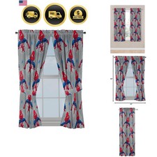 Window Curtains for Kids Bedroom 4-Piece Drape Set with 2 Tiebacks, Grey - Sp...