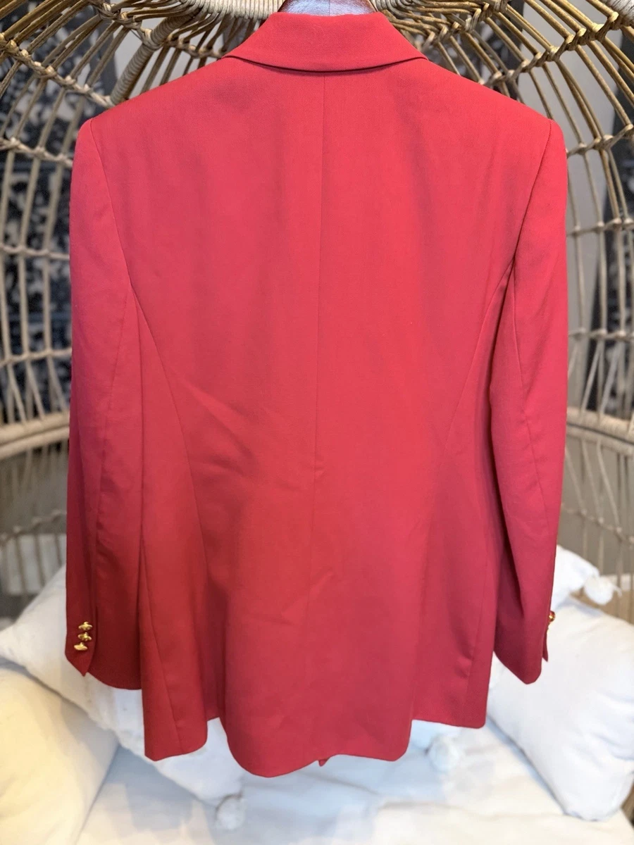 Blazer vintage Burberrys chaqueta para mujer roja lana manga larga botones dorados talla 6