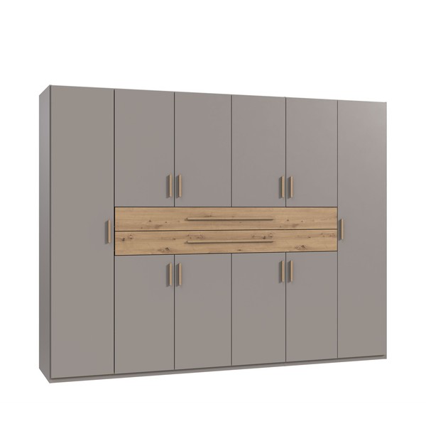 DrehtüRenschrank Kleiderschrank 270Cm Sandgrau SchubkäSten Griffe Eiche Artisan-image