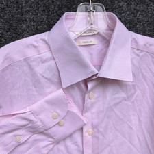 SuitSupply Traveller Dress Shirt Mens 15.5 39 M Pink Striped Slim Fit Button Up
