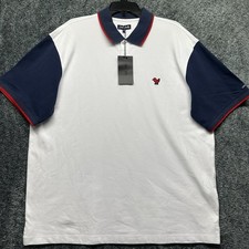 Bad Birdie Mens Size XL White Blue Tech Pique Golf Polo Shirt