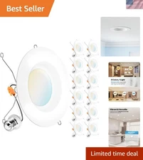 Retrofit Recessed LED Downlights, 12-Pack, Selectable CCT & Dimmable - Sunco