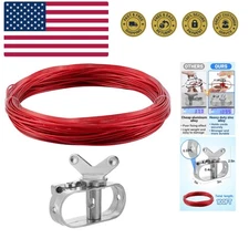Pool Cover Cable & Winch Kit - 100ft Plastic Coated Steel Wire & Heavy Duty Z...