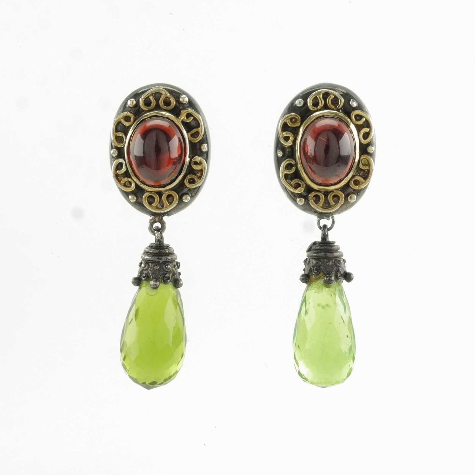 Sevan Garnet Stud Dangle Sterling Silver Earrings - image 5