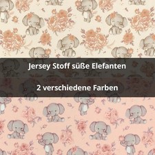 Jersey Stoff süße Elefanten, Kinderstoff, Baumwolljersey (Meterware ab 0,50m)