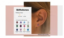 4mm Birthstone Stud Earrings in 14K Gold Plated Stainless Steel, 12 Colors