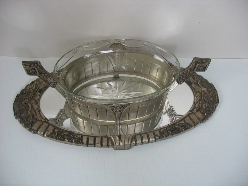 Centre de Table ART DECO PLATEAU & VASQUE ORFEVRERIE DILECTA Made in France - Photo 2/4