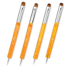 4Pcs French Gel Nail Art Brush Acrylic Two Way Nail Art Brush with Dotting Profe
