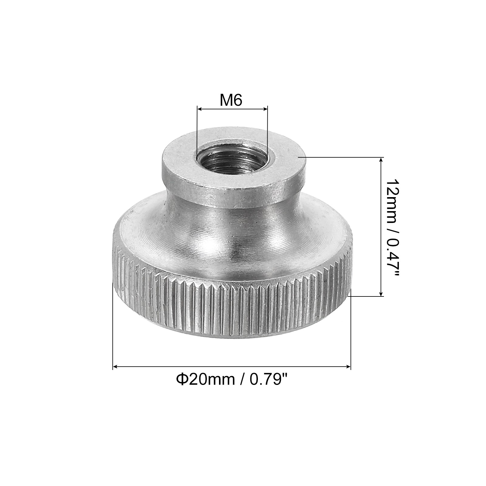 Knurled Thumb Nuts, 3Pcs M6 Stainless Steel Knobs Fasteners Blind Hole Silver