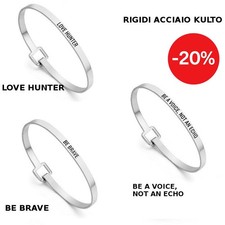 Bracciale Rigido Uomo Acciaio Lucido Kulto con Frase Dedica Inspiration Man