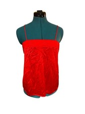 Vintage JCPENNY Nylon Camisole Slip Tank Top Small Red Square Neck Made in USA