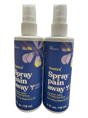 Lot of 2 Asutra SPRAY PAIN AWAY Pain Relieving Spray 4oz  118ml