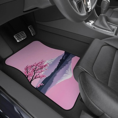 Pink Cherry Blossom Car Floor Mats, Sakura Car Decor, Japanese style car mats