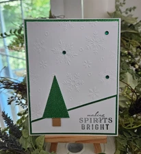 STAMPIN UP CARD KIT - TREES MAKING SPIRITS BRIGHT KIT MAKES 4 #XS-359