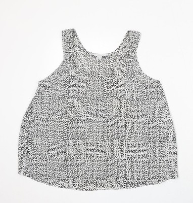 Atmosphere Damen weiß geometrisches Polyester Basic Bluse Größe 12 Rundhalsausschnitt