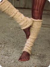 Womens Knit Leg Warmers Handmade Ladies Leggings Tan Knitted Legwear Teens