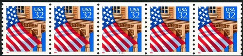 Flag Over Porch W/A Dated Red 1995 Shiny Gum PNC5 PL 11111 Scott's 2913 - Picture 2 of 2