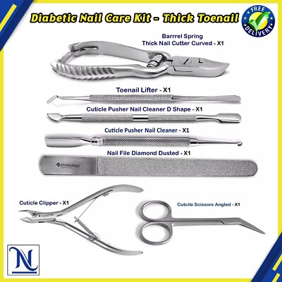 Diabetic Nail Care Kit - Thick Toenail Removal & Cleaning Tools Set | CE 