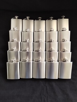 25 FLASK Stainless Steel 3 OZ w Screw Cap Wedding Bachelor Party Gift Memories