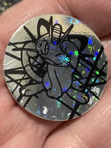 2000 Pokemon TCG WOTC Silver Meowth Token Coin Holo
