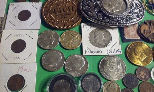 Junk Drawer Lot US Coins $5/2 Currency Bills Tokens Medals Some Silver + More - Picture 10 of 24