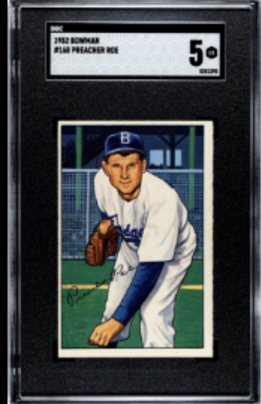 1952 Bowman PREACHER ROE #168 SGC 5 “EX” Brooklyn Dodgers BEAUTY SUPERSTAR