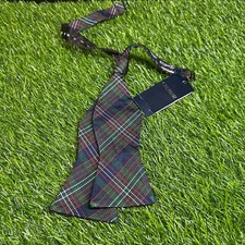 Cremieux Plaid Bow Tie Silk Self Tie Adjustable Neck Formal Party Mens NWT