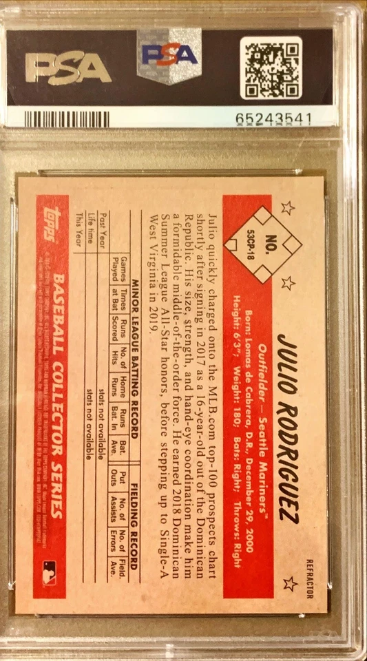 2019 Bowman Heritage Chrome Julio Rodriguez Refractor /199 PSA 9--53CP-18 - Image 2 of 2