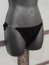 Vintage Victoria's Secret 90s Y2K Velvet Rhinestone String Bikini Panties sz L