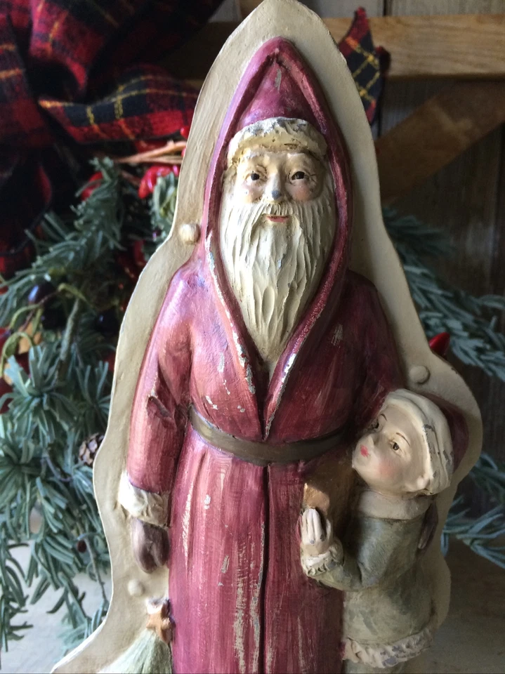 Tin Style Belsnickle Santa Claus Tree with Boy Silver Resin Chocolate Mold  - Image 4 of 4