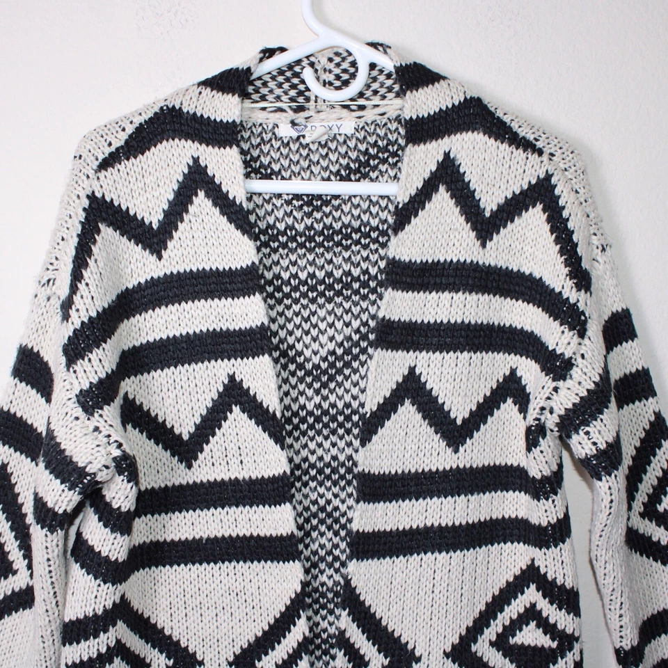 Cárdigan suéter Roxy para mujer talla L geométrico azteca frente abierto manga larga Foto 4 de 4