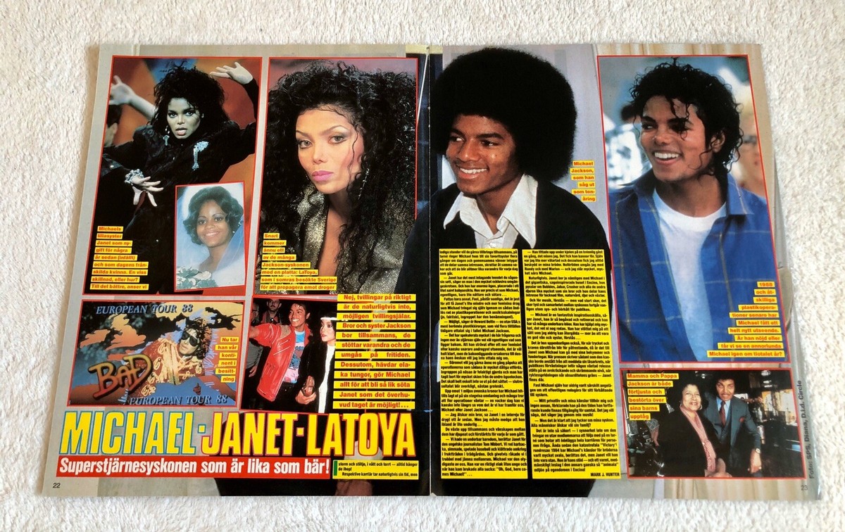 MICHAEL JACKSON 1988 La Toya Clipping Poster Swedis magazine OKEJ