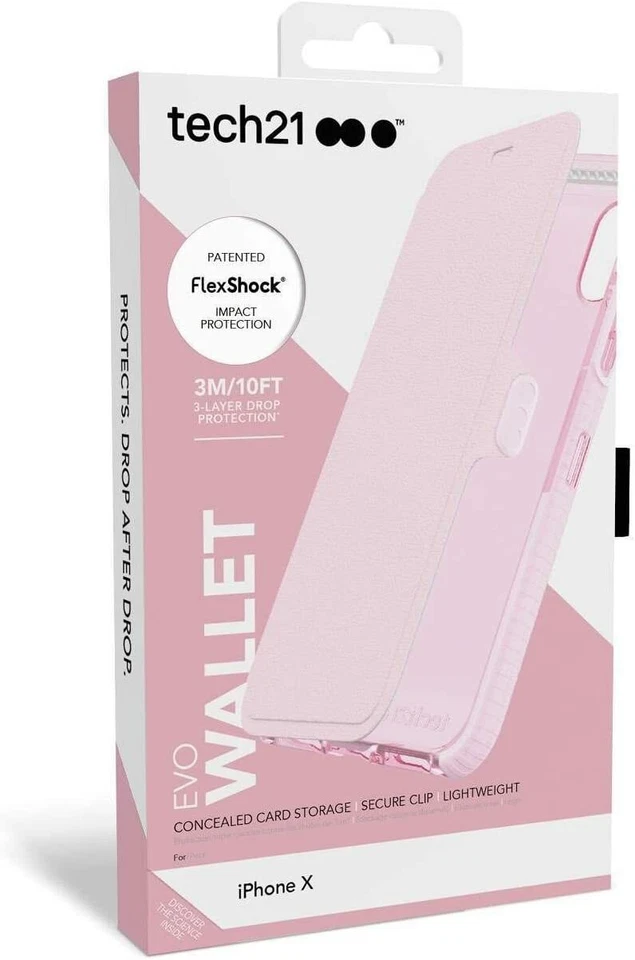 Tech21 Evo Wallet Case Card Slots Card Storage for iPhone X & XS Rose Pink NEW - Image 2 of 4
