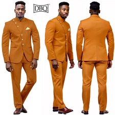Men's Suit Single Breasted Gold Chain Jacket  Pants 2 Piece Set African Clothes